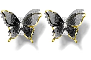 ANDORELSE ADR. Elegant Car Charm Bling Butterfly Air Vent Decoration Clip Auto Interior Air Freshener Aroma Diffuser for Women Girl (Black)