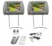 Pair Rockville RHP7-GR 7” Grey TFT-LCD Car Headrest TV Monitors w/Speakers+IR