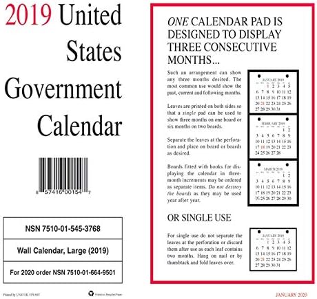 Unicor Monthly Wall Calendars, 8 1/2" x 11", White, January To December 2019, Pack Of 10