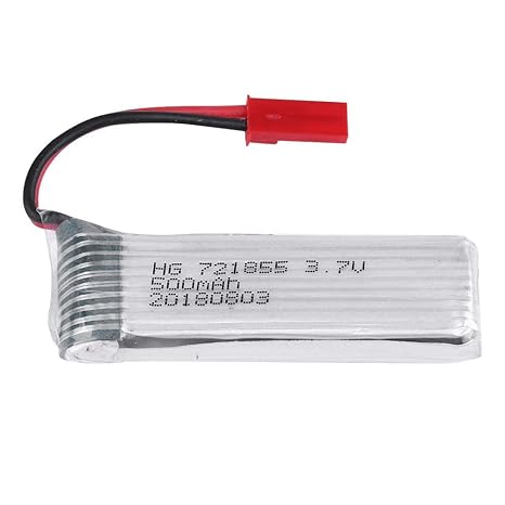 Dilwe RC LiPo-Batterie, 3,7 V 500 mAh 20C Roter Kopf JST-Stecker Weißer Kopfstecker Akku für RC Modellflugzeug(Rotkopf-JST-St