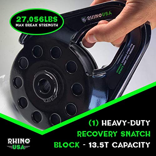 Rhino USA Snatch Block for Winch Recovery - Heavy Duty 13.5 Ton Break Strength - Compact Offroad Accessory for Jeep, Truck, UTV, ATV - Use with Tree Saver Tow Strap (Snatch Block) - Image 2