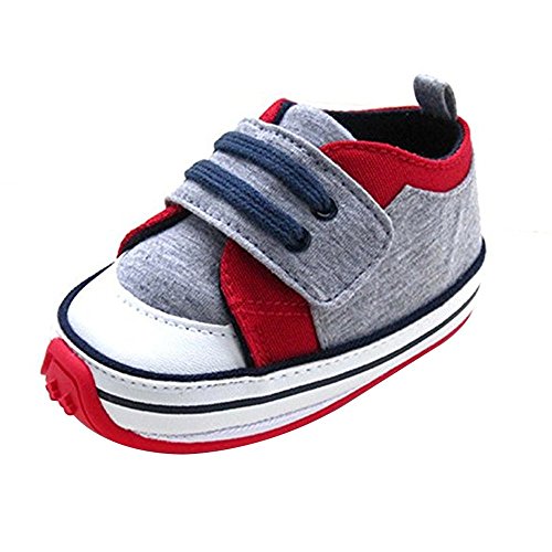 Kuner Baby Boys and Girls Cotton Rubber Sloe Outdoor Sneaker First Walkers Shoes (12.5cm(6-12months), Gray) (Best Shoes For Beginning Walkers)