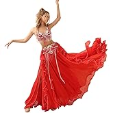 ROYAL SMEELA Belly Dance Costume Set for Women Belly Dance Bra and Belt Chiffon Dancing Skirts Professional Outfit 3pcs