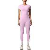 Women’s 2 Piece Workout Set – Athletic T-Shirt & High Waist Leggings – Activewear for Gym, Running & Yoga