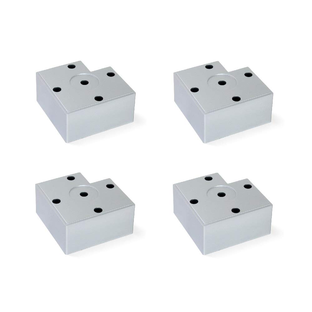 Emuca 2023225 feet, Furniture Silver Plastic, Set of 4 Legs 45mm-high, Metallic Grey, H 45 mm
