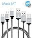 Micro USB Cables, Quntis 3 Pack 6ft Nylon Braided Android Charger Data Cable High Speed USB 2.0 Durable Charging Cable for Samsung, HTC and Other Smart Cell Phones (Black)