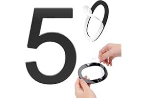 GLDonee Self-adhesive 5 Inch House Numbers Acrylic House Number Modern House Numbers Black Mailbox Numbers for Outside Address Home Number for Apartments Office Hotel Room (Number 5)