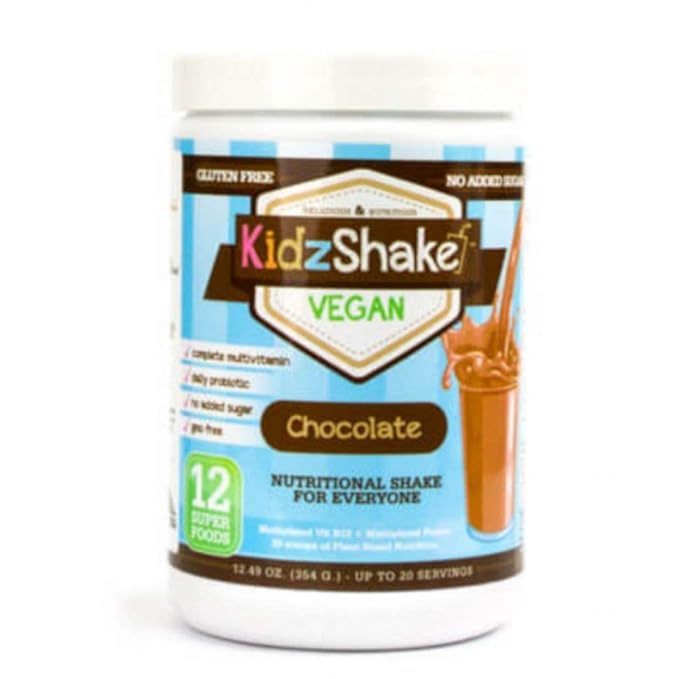 Kidzshake Kids Chocolate Vegan Plant Based Protein Powder Nutritional Meal Replacement Shake W Pea Hemp Pumpkin Protein 1249 Oz