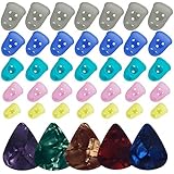 35pcs Guitar Silicone Finger Protector,Color Fingertip Protection Covers Caps in 5 Sizes for Beginner Playing Ukulele Electric Guitar and 5 Guitar Picks