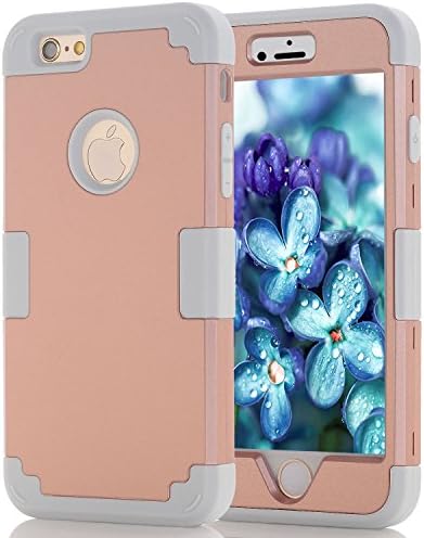iPhone 6 case, iPhone 6s case , (TPU+ Silicone) Anti-slip Shockproof Dustproof slim and stylish protective case for iPhone 6 /6s (Rose glod -grey)