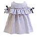 Summer Children Girls Dress Sleeveless Blue Striped Ruffles Dress + Headband 2PC Fashion Clothes for Girls