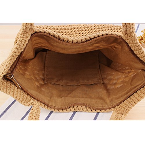 Haodou Stroh Handtasche Frauen Baumwollseil Stroh Strandtasche Platz Rattan Tasche Böhmen Handgefertigt Weben Tasche zum… – Bild 3