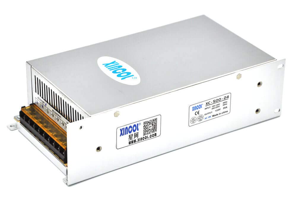 XINCOL AC to DC Converter AC110V/220V to DC24V 20A 500W Switching Power Supply Transformer Regulated for LED Strip Light,CCTV,Camera,Computer Project etc