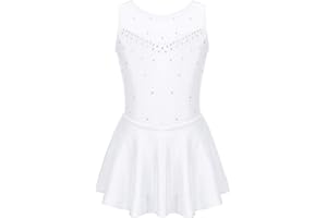 iiniim Girls Tulle Back Figure Ice Skating Dress Sparkle Dance Competition Costumes Gymnastic Leotard Tutu Skirt