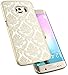 S6 Edge Case, Galaxy S6 Edge Case, SGM (TM) Damask Design Pattern Rubber Coating Ultra Slim Fit Hard Hybrid Case Cover for Samsung Galaxy S6 Edge + SGM (TM) Microfiber Cleaning Cloth (Gold)