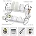 2 Tier Dish Drying Rack with Drain Board CERCHIO Dish Rack with Utensil Holder, Cutting Board Holder and Dish Drainer for Kitchen Chrome Organizer