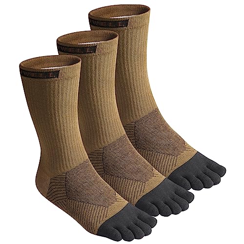 VWELL Toe Socks Cotton Athletic Running Five Finger Socks 3 Pairs,Size 7-11