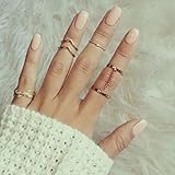 Ikevan 2017 Hot Selling 6pcs / Set Gold Urban Rings Crystal Above Knuckle stacking Band Midi Mid Ring (Gold)