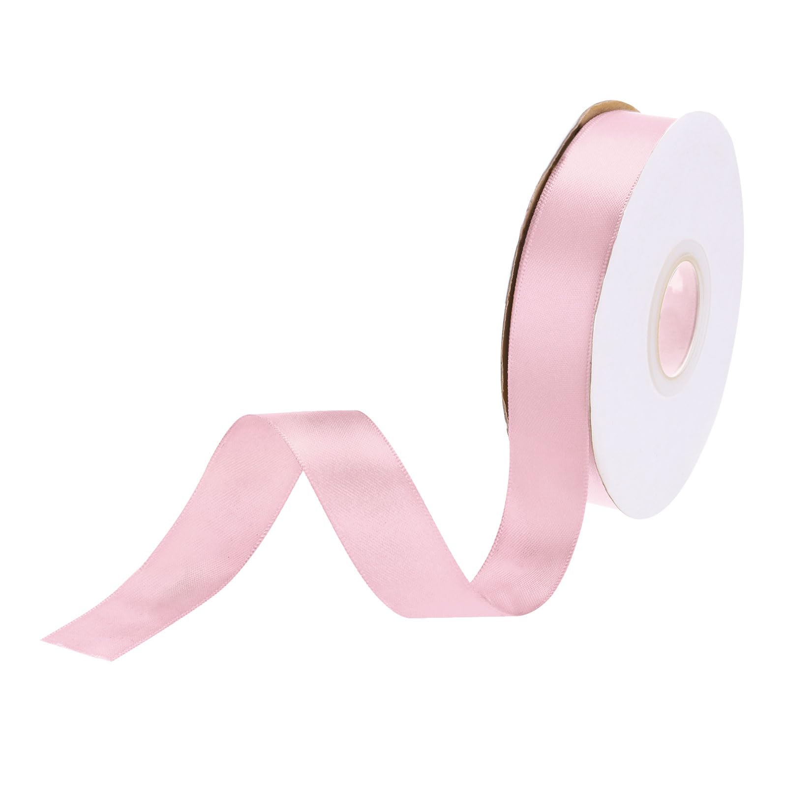 DMiotech 20mm Satin Ribbon 23m/75ft Thin Double Face Fabric Grosgrain Ribbon for Gift Wrapping Floral Hair Flower Bouquet, Light Pink