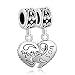Pro Jewelry "Heart w/ Mother & Daughter or Mother & Son " Dangle Charm Bead Compatible with European Snake Chain Bracelets primary