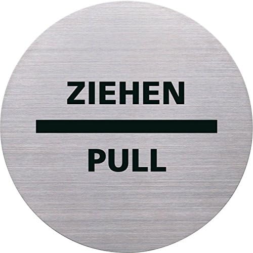 helit H6271800 – Pull Pictogram Pull, Diameter 115 mm/Self Adhesive with Adhesive Pad – Stainless Steel