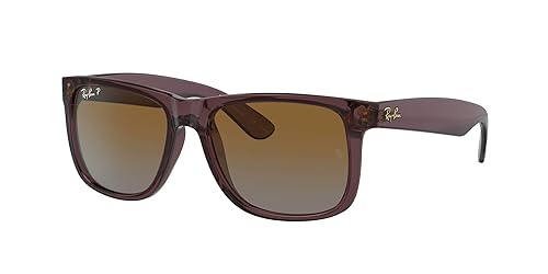 Ray-Ban RB4165 Justin Rectangular Sunglasses, Transparent Dark