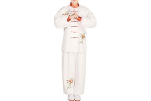 ZooBoo Long Sleeve Peony Embroidery Tai Chi Training Uniform Suit Set for Women