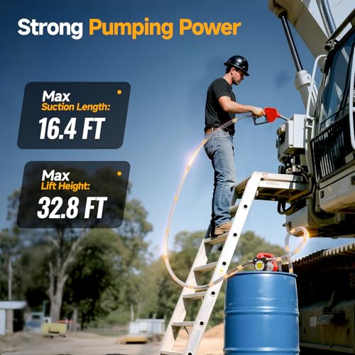 TaskStar Fuel Transfer Pump Battery Powered, 21V DC Cordless Diesel Transfer Pump Kit w/ 1X4.0Ah Battery, 12GPM Portable Self-Priming Pump Kit w/Nozzle&Hose Auto Shut Off for Diesel & Kerosene