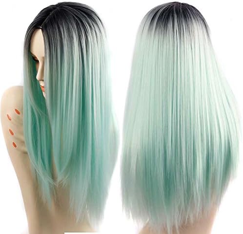 Deyngs Blue Ombre Wigs Synthetic Wigs for Black Women 26In Long Straight Natural Hair Female False Hair Full Wig with Real Looking (Ombre Blue Wigs)