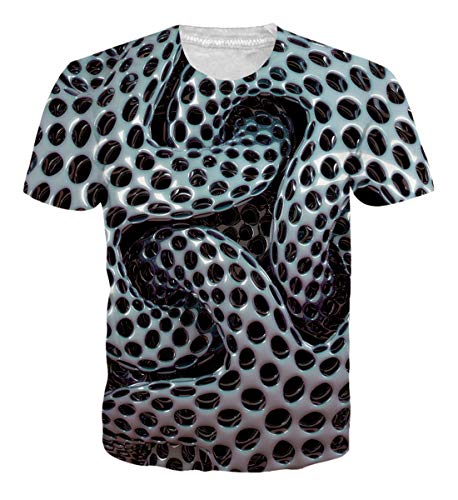 Belovecol Mens Unisex Casual Black Whirlpool Pattern Shirts 3D Graphic Print T Shirts Novelty Active Sports Shirt L