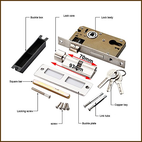 Qrity Door Handle Lever, Euro Lever Lock, 2 Lever Lock, Cylinder, 3
