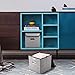MEÉLIFE Storage Bins 4-Pack Storage Boxes Linen Basket Fabric Foldable Cubes Organizer Containers Drawers with Lid & Handle for Office Nursery Bedroom Shelf Gray