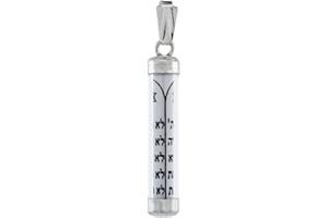 SABRINA SILVER Sterling Silver Mezuzah Necklace The Ten Commandments in Glass Case 1 5/16 inch with 1mm Box Chain 16-30 inch