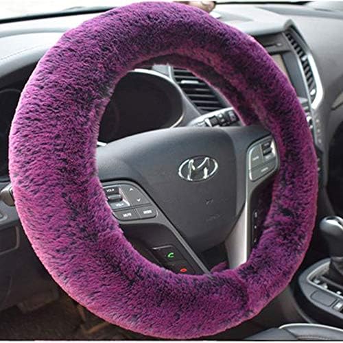 EIGIIS Universal Plush 15 Inch Car Steering Wheel Cover with Shift Handbrake Cover for Men Women Soft Anti-Slip Fuzzy Steering Wheel Cushion Protector (Purple)