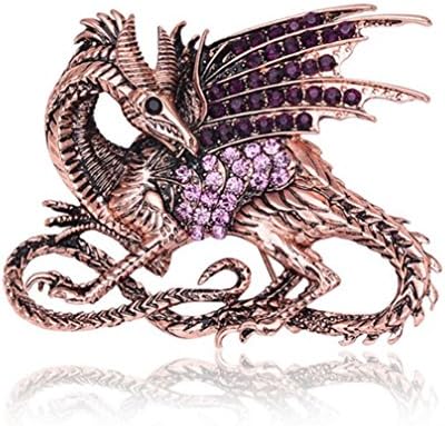 Winuxury Elegant Pterodactyl Unisex Diamante Brooches Metallic Solid Filigree Gothic Lapel Pin