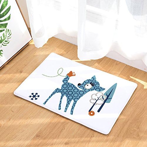Cute Deer Entry Way Outdoor / Indoor Door Mat with Non Slip Backing Entrance Rug , 18-Inch by 30-Inch