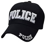 Police - Law Enforcement, Baseball Cap Hat Black 3D Embroidery, Sandwich Brim, 100% Cotton