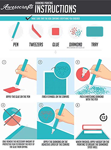 Awesocrafts 5D-Diamant-Malerei-Set für Erwachsene und Kinder, weißes Kätzchen, violett, Teilbohrer, DIY-Diamantkunst… – Bild 6