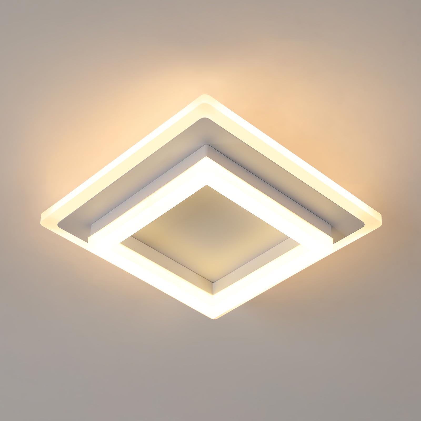 SENQIU LED Ceiling Light, 24W 2700LM Modern LED Ceiling Lights, Acrylic Square Led Ceiling Lamp for Bedroom, Living Room, Kitchen, Hallway, Warm White 3000K, 20CM