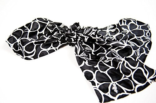 The beaubeau® Real Silk Head Scarf Chic and Comfortable, Gorgeous Black with White Blooms Pre-Tied Chemo Hat, Beanie, Turban or Tichel, Headwear Specially Designed for Women with Cancer or Alopecia - Thumbnail 5
