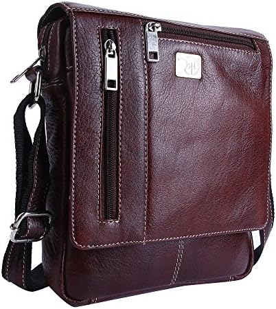 Rome HuntersGenuine Leather Unisex Travel Stylish Durable Hand Bag with Shoulder Strap (Brown Colour)
