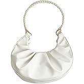 SweatyRocks Women's Elegant Clutch Purse Pearl Strap Shoulder Handbag Small Leather Ruched Bag