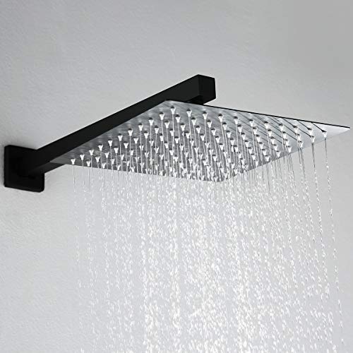 RBROHANT Solid Brass Matte Black Shower System, High Pressure Rainfall Shower Fixtures Complete Faucets Sets, 10 Inch Black Shower Head Combo Luxury Rain Mixer (Valve include)(Classy) - Thumbnail 5
