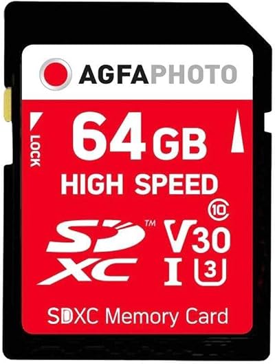 AgfaPhoto 64 GB SDXC Class 10 Memory Card Ultra Fast Transfer Secure Digital
