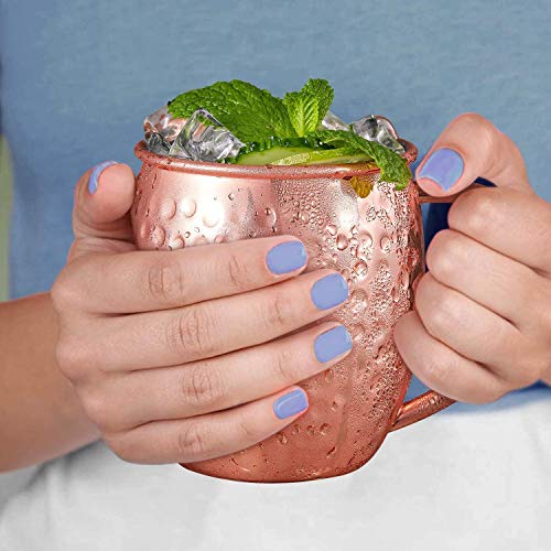 Deik Moscow Mule Mugs, 16oz Set of 4 Moscoe Mule Copper Cups with Brass