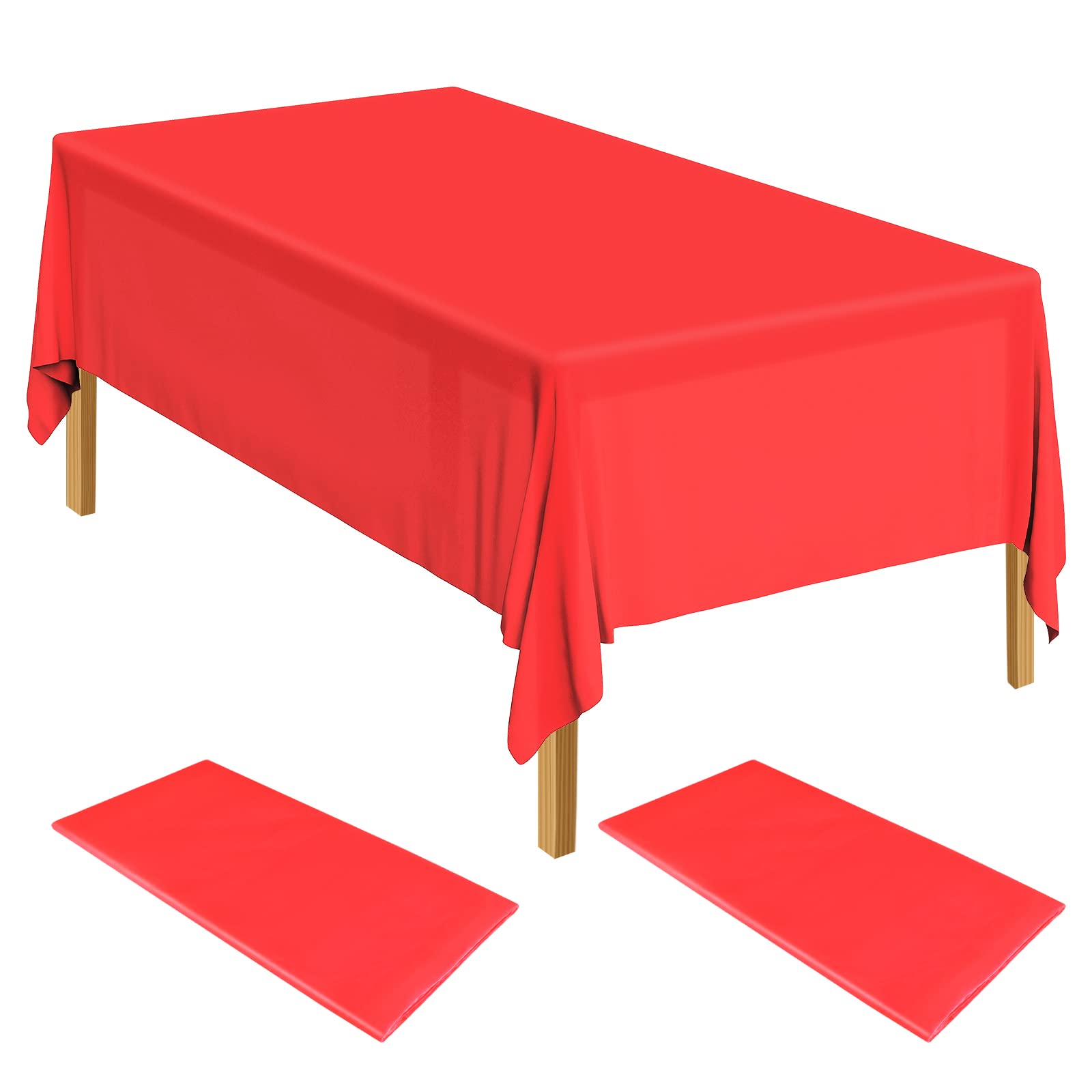 ELECLAND 2-Pack Red Plastic Table Covers, 137cm x 274cm Rectangle, Ideal for Baby Showers, Weddings, Birthdays & Parties