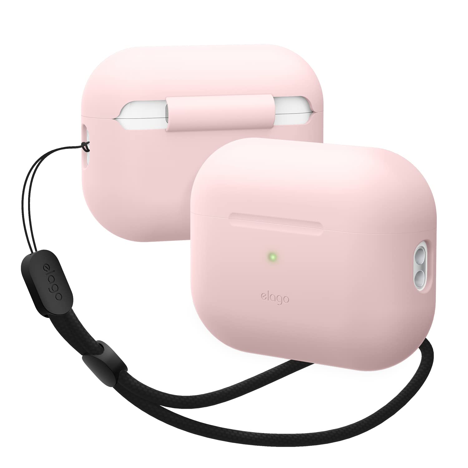 elago Silicone Case Compatible with Apple AirPods Pro 2nd Generation Case Cover Round Strap Included, Protective Case, Front LED Visible, Supports Wireless Charging (Lovely Pink)