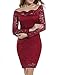 ACEVOG Women's Cocktail Party Dress Long Sleeve Bodycon Elegant Dresses (Medium, Wine Red)