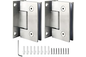 Alise Glass Shower Door Hinges, 90 Degree Shower Door Hinges for Glass Doors Heavy Duty Stainless Steel Cabinet Wall,Frameless Doors Hardware Replacement Part,Brushed Nickel（2P）