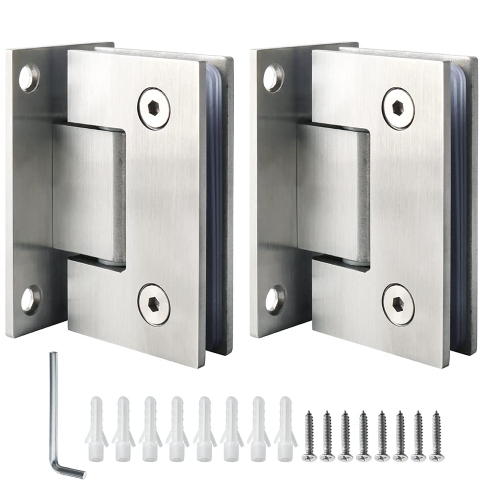 Photo 1 of Alise Glass Shower Door Hinges, 90 Degree Shower Door Hinges for Glass Doors Heavy Duty Stainless Steel Cabinet Wall,Frameless Doors Hardware Replacement Part,Brushed Nickel?2P?